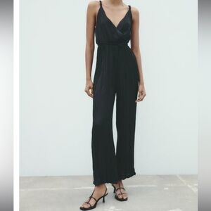 NWT Zara satin crinkle jumpsuit size small